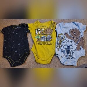 Disney Star Wars Baby One-Piece Bodysuit Set - Yellow, Gray, Black